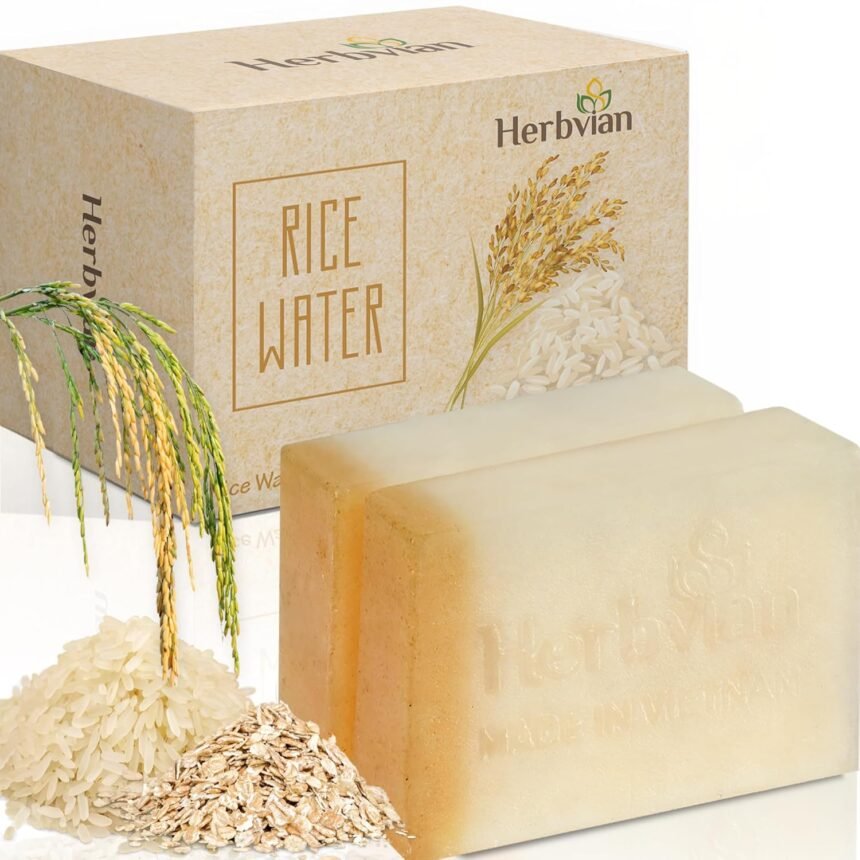 2 pcs vietnamese rice water soap bar for face body with oatmeal powder 100 natural rice milk exfoliating bar soap gentle
