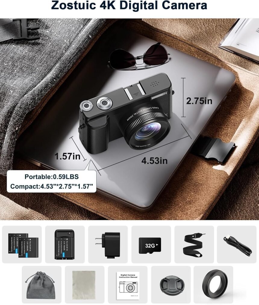 4k digital camera for photography and video autofocus anti shake 48mp vlogging camera for youtube 3 180flip screen camer 2