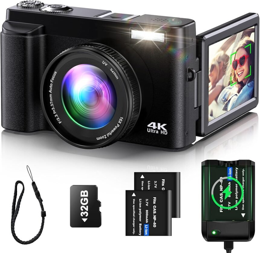4k digital camera for photography auto focus vlogging camera for youtube video with 3 180 flip screen 16x anti shake 4k