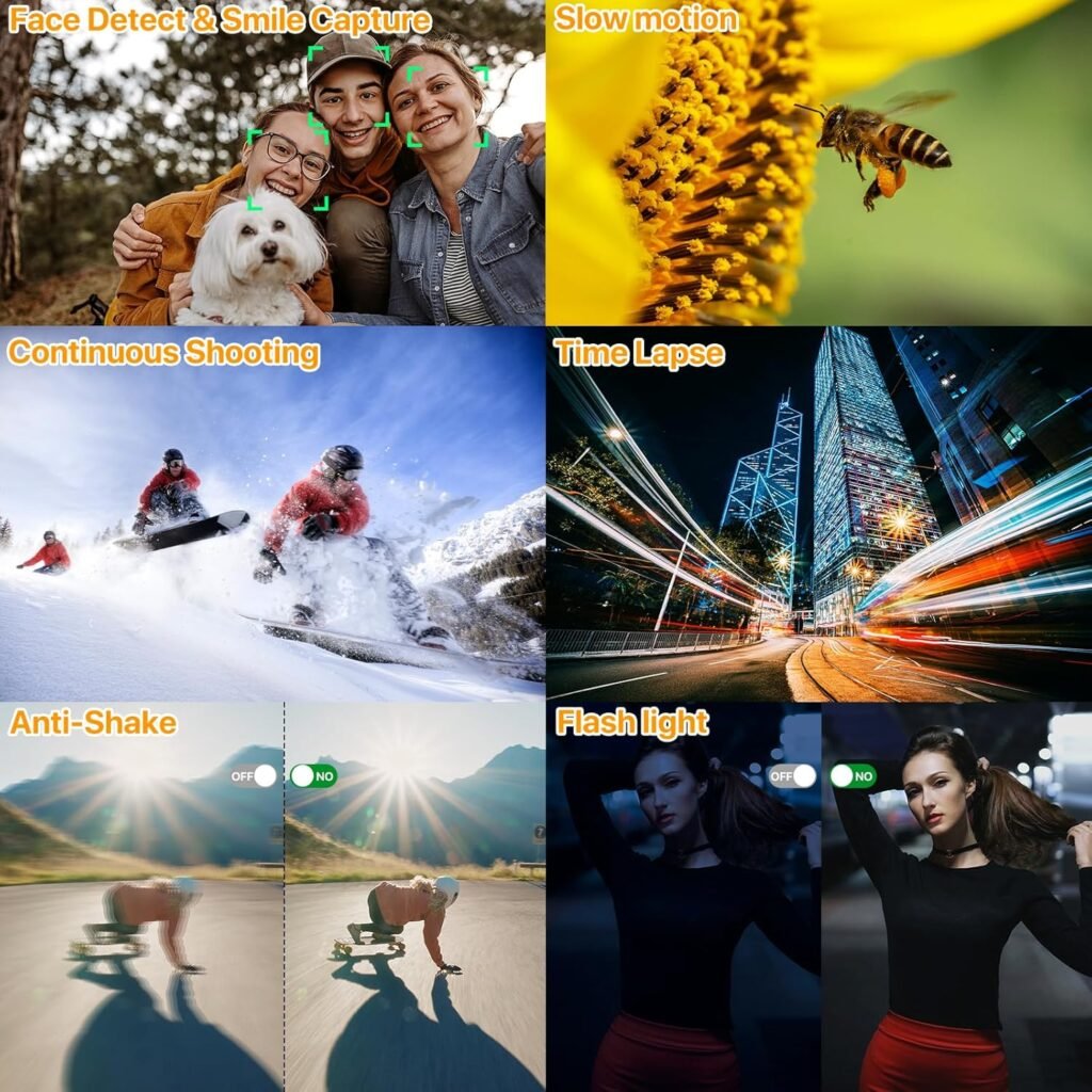 4K Digital Camera for Photography Auto-Focus Vlogging Camera for YouTube Video with 3 180° Flip Screen 16X Anti-Shake 4K Camera Compact Cameras with SD Card, Flash, 2 Batteries  Battery Charger