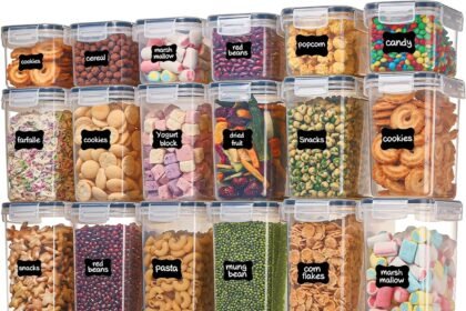 Airtight food storage containers with lids vtopmart 24 pcs plastic kitchen and pantry organization canisters for cereal