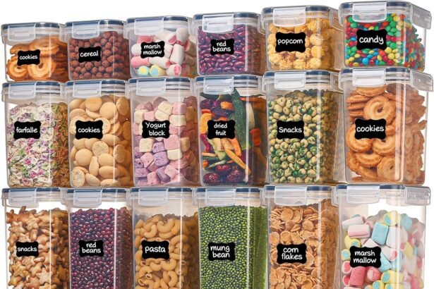 Airtight food storage containers with lids vtopmart 24 pcs plastic kitchen and pantry organization canisters for cereal