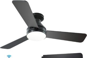 Amico ceiling fans with lights 42 inch low profile ceiling fan with light and remote control flush mount reversible 3cct