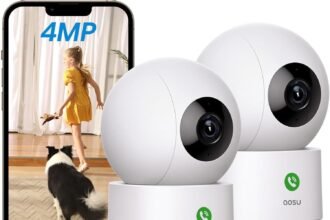 Aosu 4mp security camera indoor 25k baby monitor pet camera 360 for home security wifi camera with 524 ghz wi fi router
