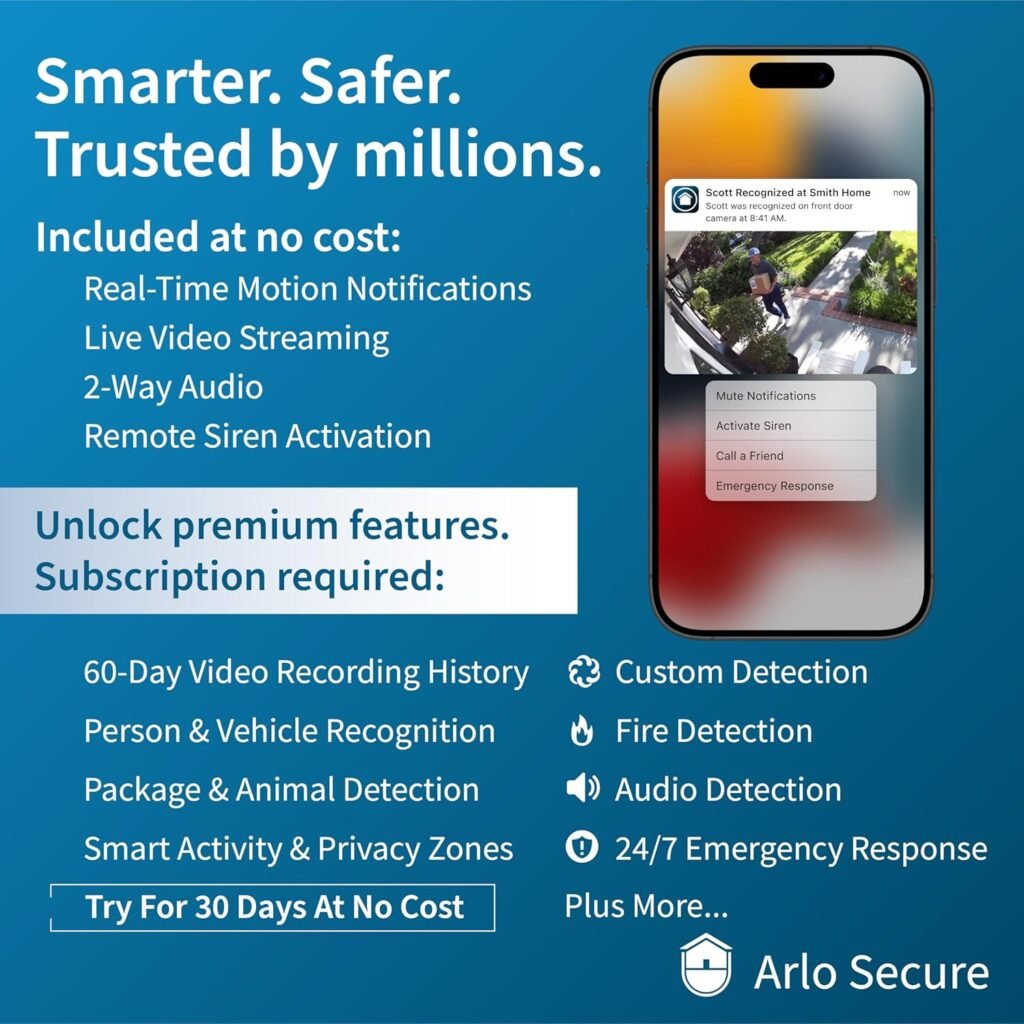 Arlo Essential Security Camera 2K | Indoor - Outdoor | 2nd Gen | Wireless with Spotlight, 2-Way Audio, Color Night Vision, Live Stream, Motion Activation, Real Time Notifications - White, 3 Cameras