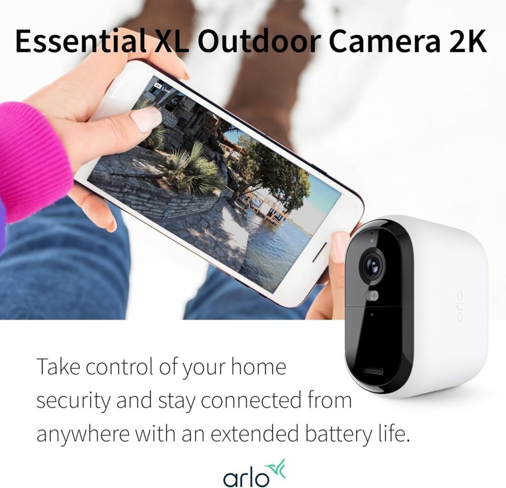 Arlo Essential Security Camera 2K | Indoor - Outdoor | 2nd Gen | Wireless with Spotlight, 2-Way Audio, Color Night Vision, Live Stream, Motion Activation, Real Time Notifications - White, 3 Cameras