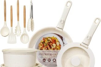 Astercook 21 pcs pots and pans set non stick ceramic cookware set detachable handle rv kitchen cooking set removable han