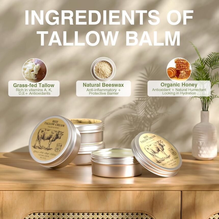 Beef tallow for skin tallow and honey creamtallow face moisturizer natural organic grass fed beef tallow balm with raw h 2