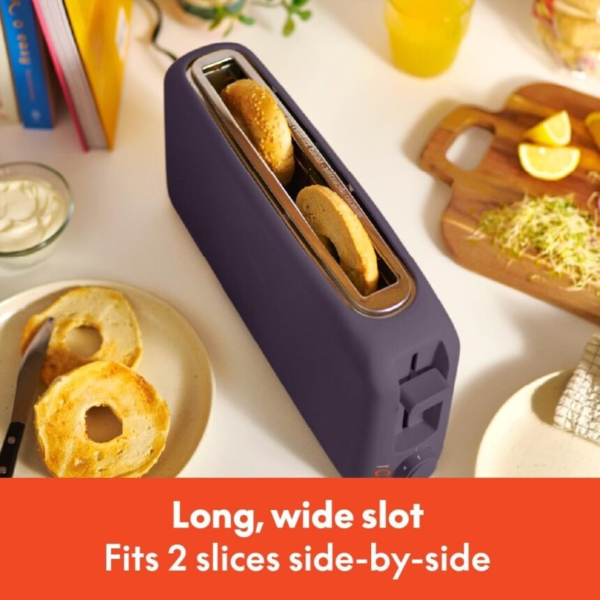 Bella 2 slice slim toaster fits anywhere kitchenware 6 setting shade control with reheat cancel buttons removable crumb 1 2