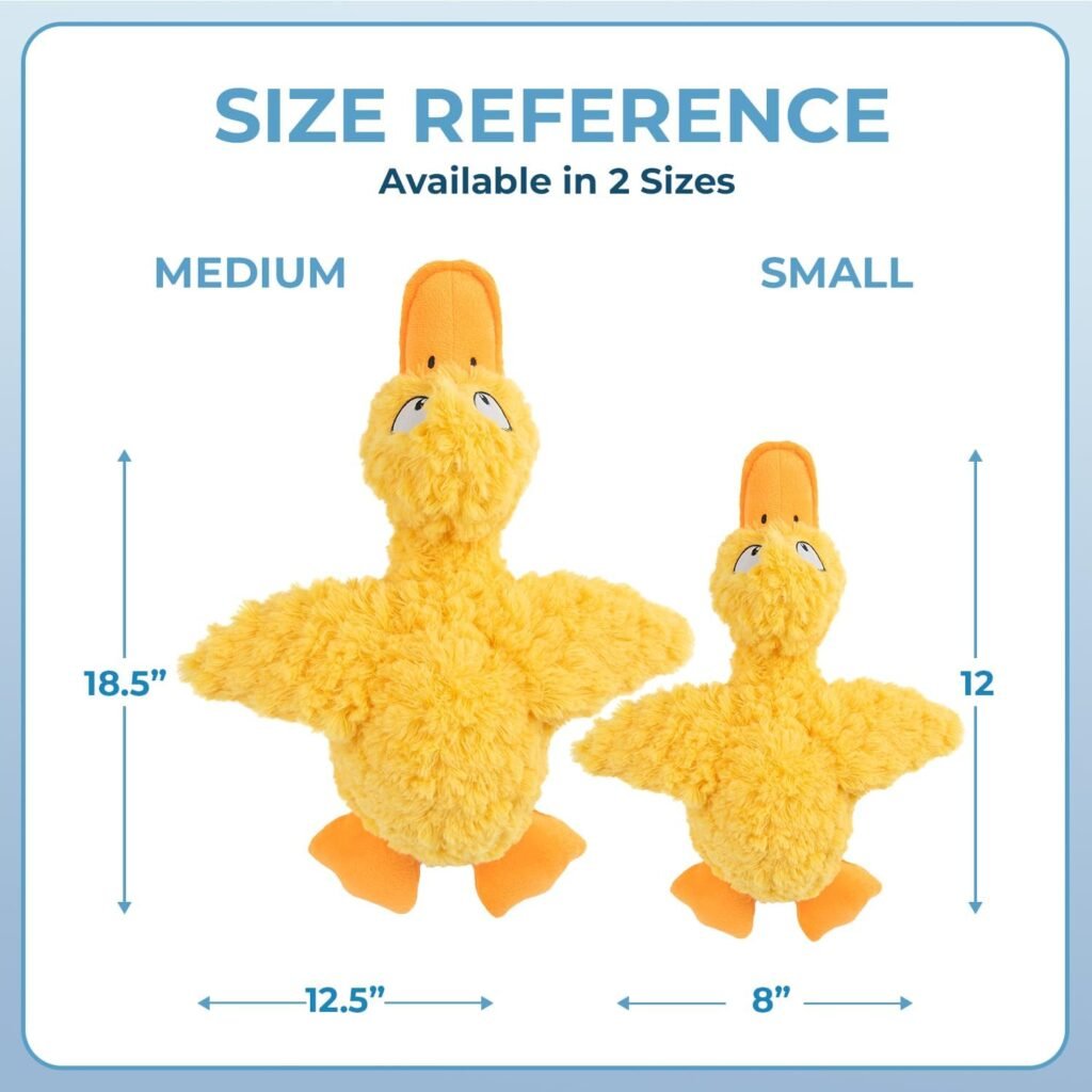 Best Pet Supplies Crinkle Dog Toy for Small, Medium, and Large Breeds, Cute No Stuffing Duck with Soft Squeaker, Fun for Indoor Puppies and Senior Pups, Plush No Mess Chew and Play - Yellow
