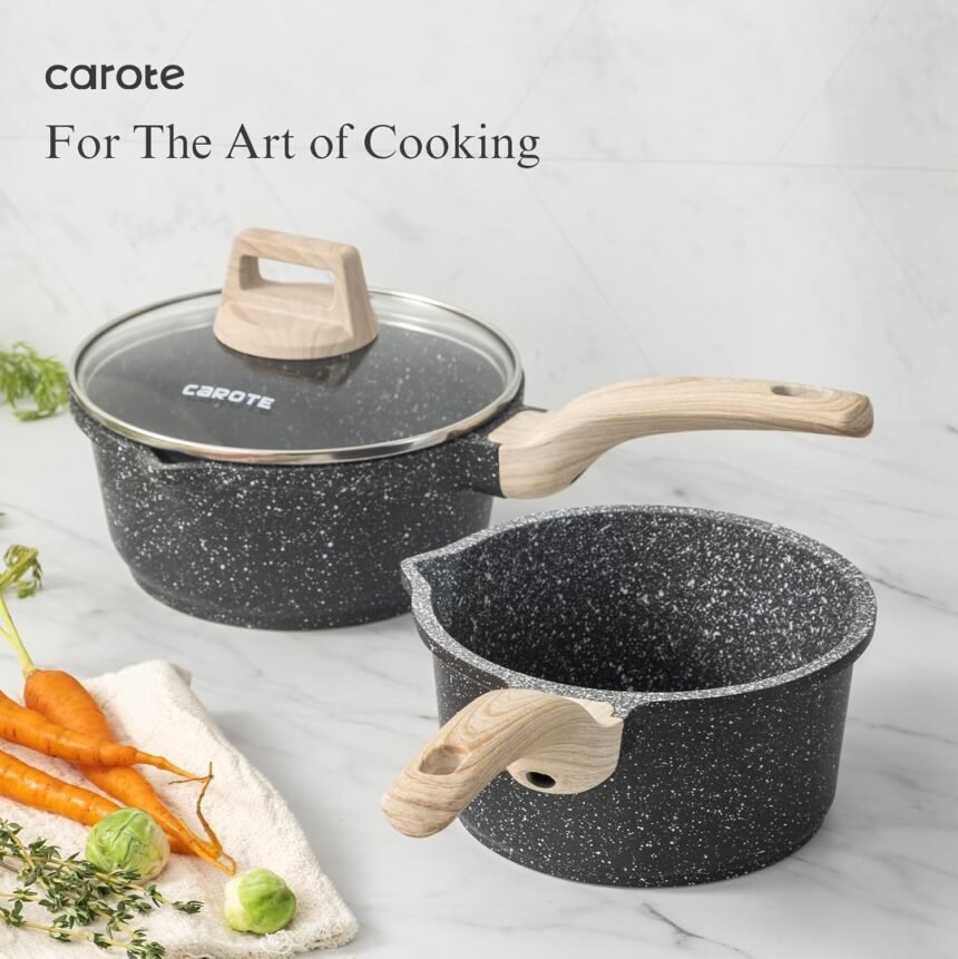 Carote 21pcs pots and pans set nonstick cookware sets white granite induction cookware non stick cooking set wfrying pan 1