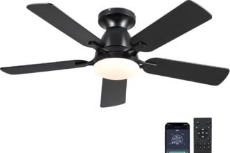 Ceiling fans with lights 46 low profile indoor ceiling fan with light and remoteapp control flush mount led dimmable dc 