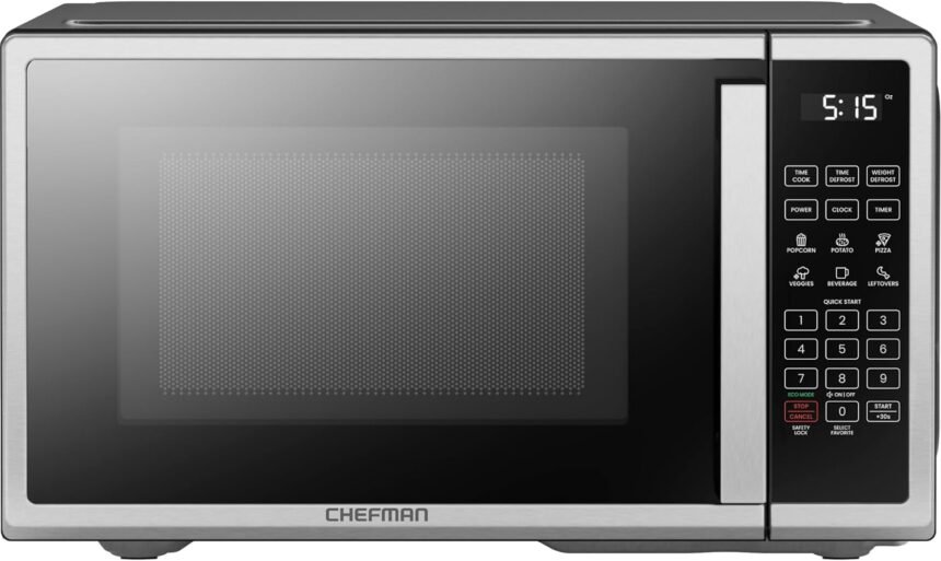 Chefman countertop microwave oven 11 cu ft digital stainless steel microwave 1000 watts with 6 auto menus 10 power level