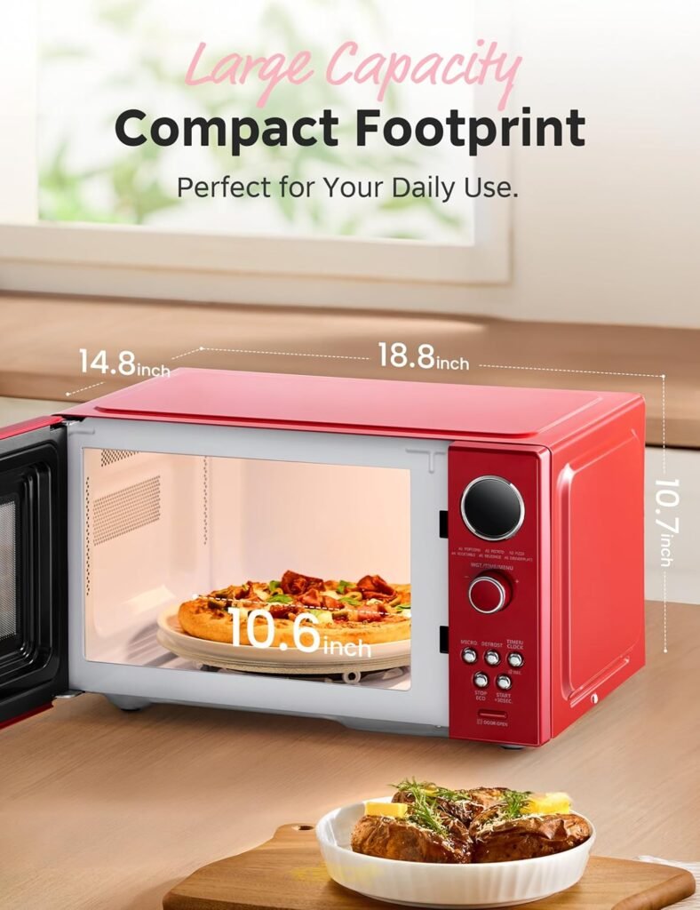 COMFEE EM720CPL-PMB Countertop Microwave Oven with Sound On/Off, ECO Mode and Easy One-Touch Buttons, 0.7 Cu Ft, Black