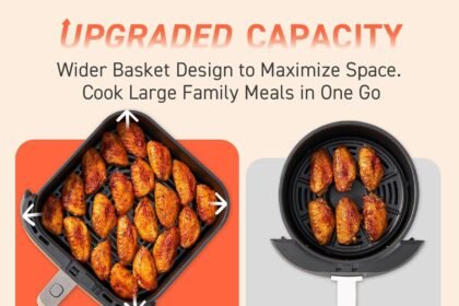 Cosori air fryer 9 in 1 compact large 6 qt fast turbo modes 90 450f even results with precise temperature control up to 1 2