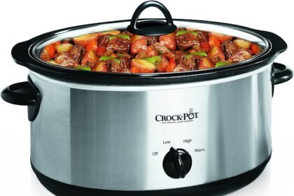 Crock pot 7 quart oval manual slow cooker stainless steel scv700 s br versatile cookware for large families or entertain