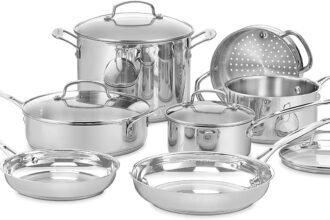 Cuisinart 11 piece cookware set chefs classic stainless steel collection 77 11g