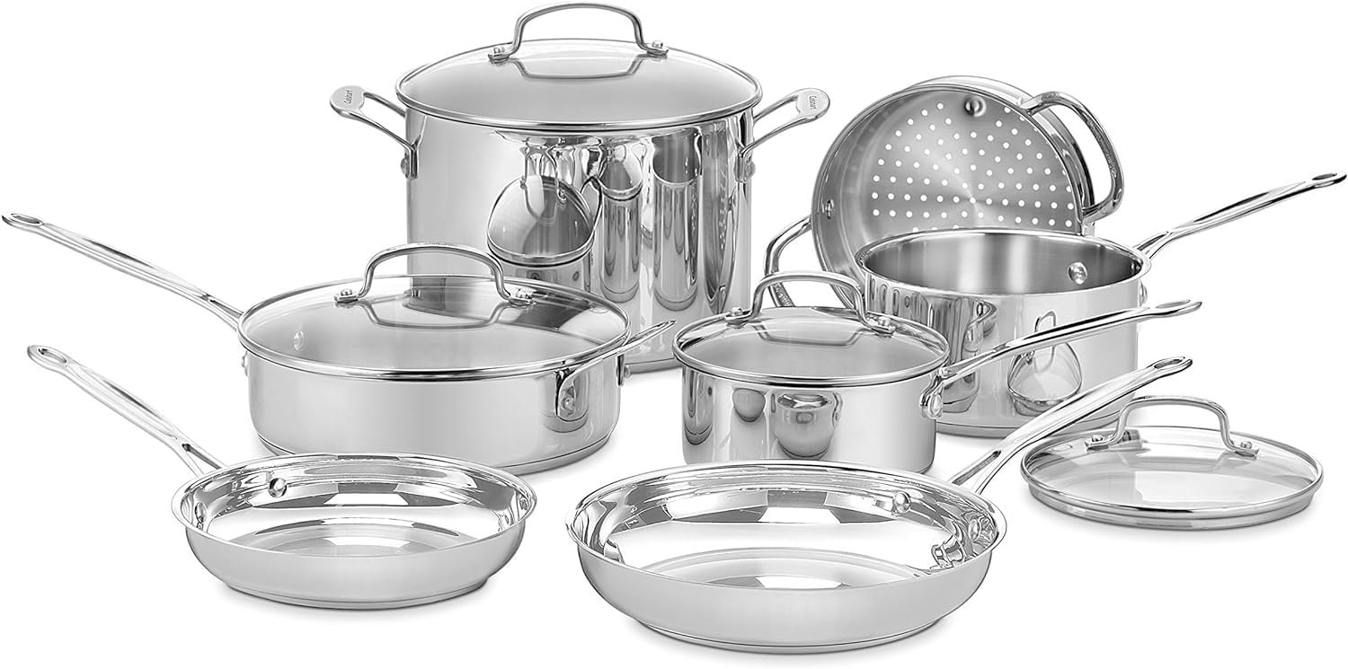 Cuisinart 11 piece cookware set chefs classic stainless steel collection 77 11g