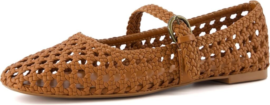 CUSHIONAIRE Womens Weston Woven Mary Jane Flat +Memory Foam, Wide Widths Available