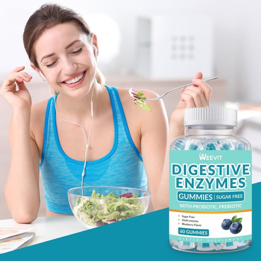 Digestive enzymes gummies 2 months supply chewable digestive enzymes gummy with probiotics prebiotics blend for women me 2