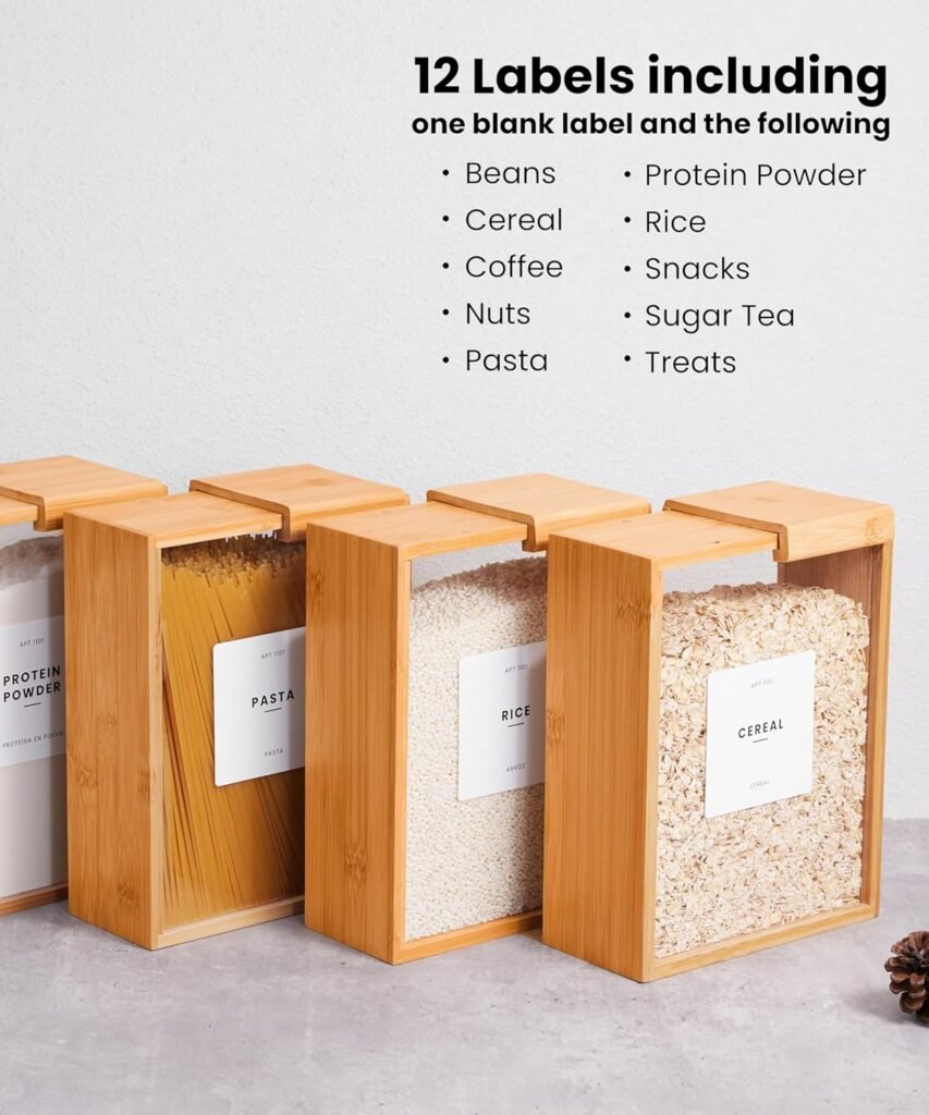 Food Dispenser 2L | Kitchen Organizers and Storage | Food Containers  Cereal Dispenser for Pantry Organization And Storage Container | Cereal, Rice, Flour, Snack (Bamboo, 1)