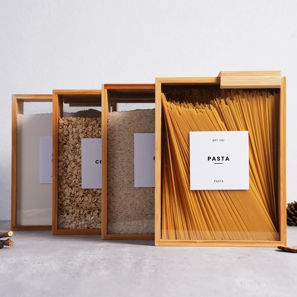 Food Dispenser 2L | Kitchen Organizers and Storage | Food Containers  Cereal Dispenser for Pantry Organization And Storage Container | Cereal, Rice, Flour, Snack (Bamboo, 1)