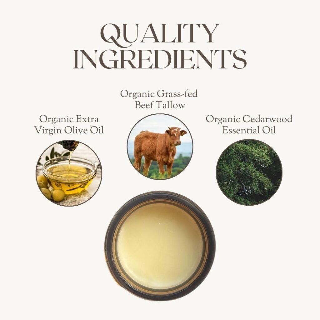 Grass-fed Beef Tallow Balm | Organic Skin Care | Handmade Natural Lotion | 2 fl oz (Lavender)
