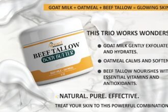 Grass fed beef tallow skin moisturizer body butter with goat milk a d oatmeal organic hand foot massage cream handmade s 1