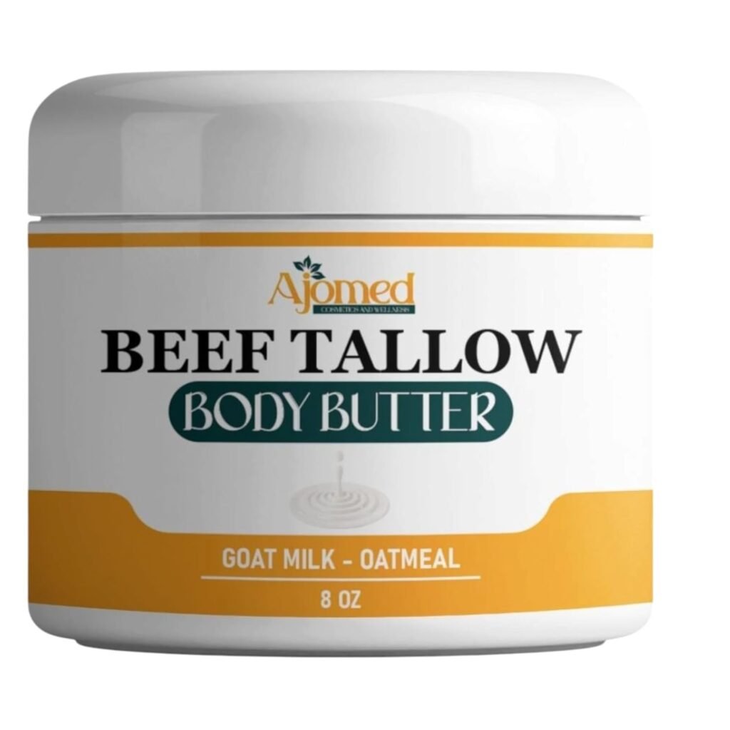 Grass-Fed Beef Tallow Skin Moisturizer body butter with goat milk a d oatmeal Organic Hand, foot, massage Cream| Handmade Skincare | Unscented Body moisturizer lotion, balm for dry skin, Eczema relief (UNSCENTED)