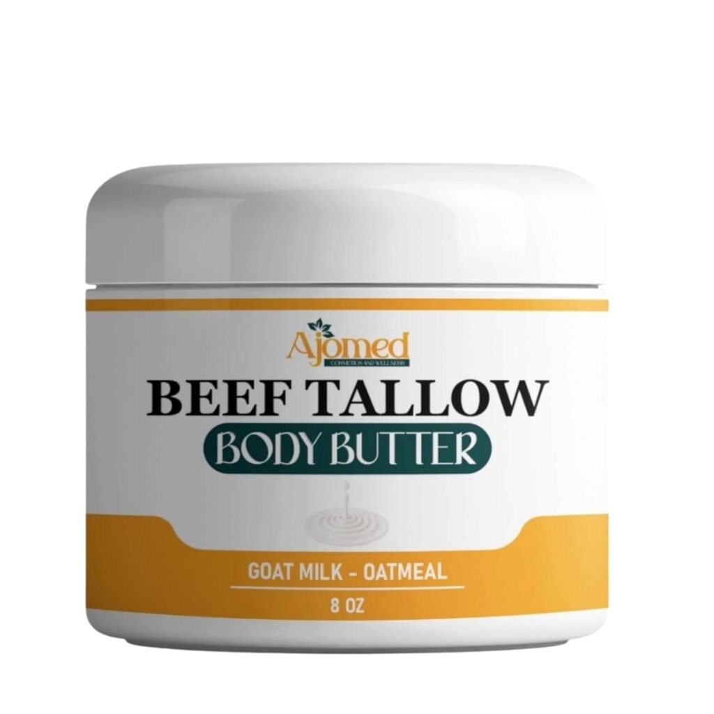 Grass-Fed Beef Tallow Skin Moisturizer body butter with goat milk a d oatmeal Organic Hand, foot, massage Cream| Handmade Skincare | Unscented Body moisturizer lotion, balm for dry skin, Eczema relief (UNSCENTED)