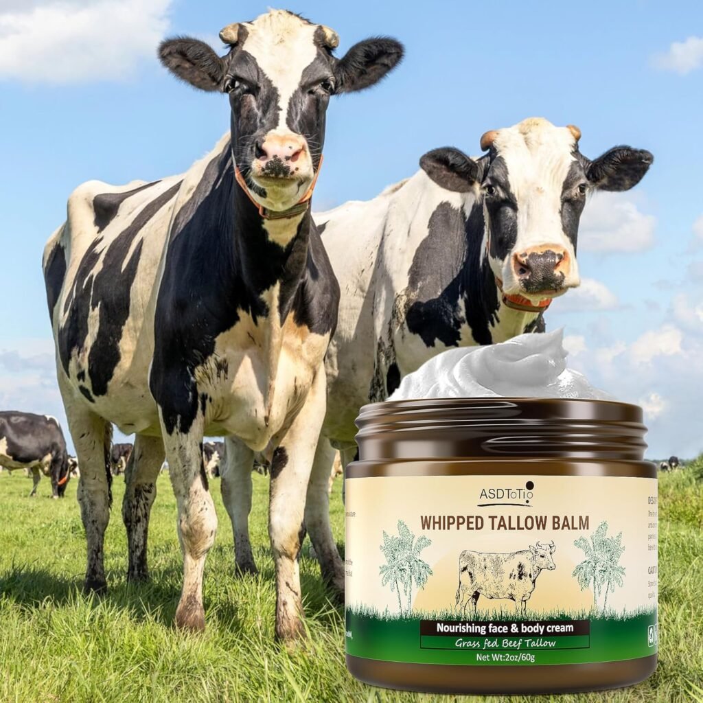 Handmade Whipped Tallow Balm for Skin Care- All Natural Grass Fed Beef Tallow All Purpose Balm,Face and Body Moisturizing Cream, Tallow Balm For Dry Skin- 2 oz