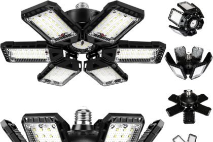 Led garage lights bulb 2 pack 180w 18000lm 6500k led shop light with 6 plus 1 deformable panels basement barn ceiling li