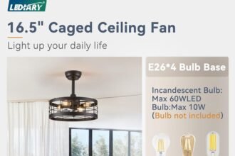 Lediary 165 inch black caged ceiling fan with light fandelier industrial ceiling fan with remote farmhouse fan lights ce 3