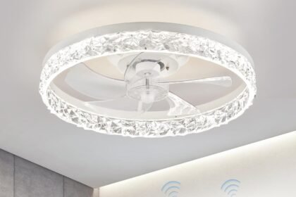 Lediary 20 modern ceiling fans with lights and remote dimmable low profile ceiling fan flush mount ceiling fan stepless 