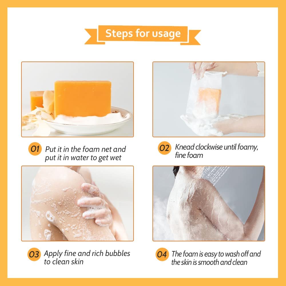 LIYALAN Turmeric Soap Bar for Face Body Smooth Skin,Deep Cleansing, Natural Vegan Handmade Soap Sensitive Skin Formula