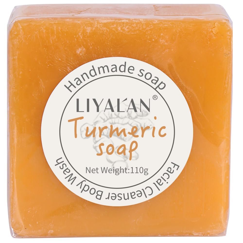 LIYALAN Turmeric Soap Bar for Face Body Smooth Skin,Deep Cleansing, Natural Vegan Handmade Soap Sensitive Skin Formula