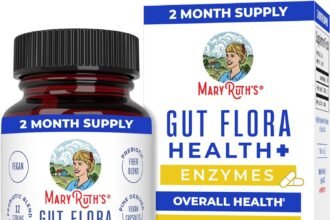Maryruth organics gut flora health enzymes up to 2 month supply prebiotic probiotic digestive enzymes blend for healthy