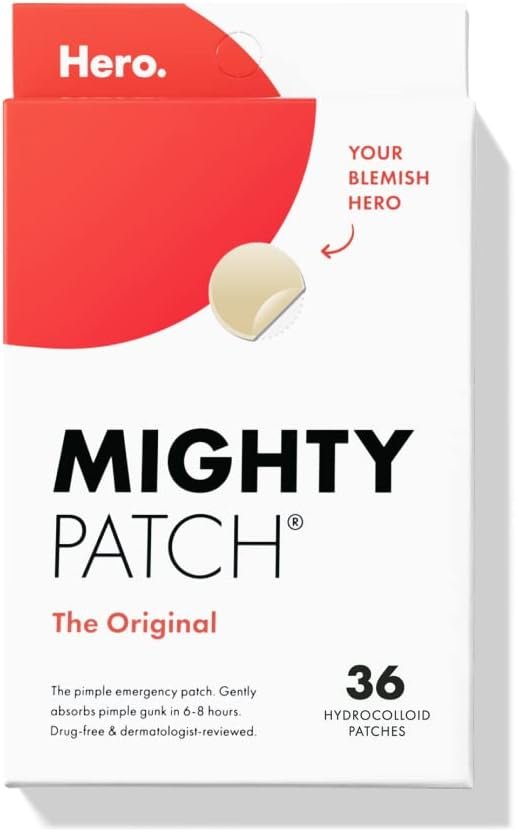 Mighty Patch™ Original patch from Hero Cosmetics - Hydrocolloid Acne Pimple Patch for Covering Zits and Blemishes in Face and Skin, Vegan-friendly and Not Tested on Animals (36 Count)