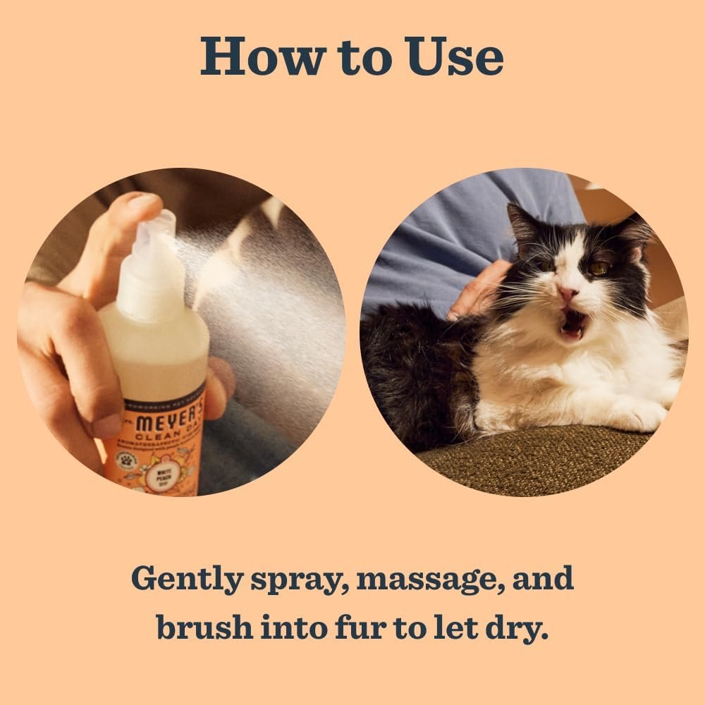 MRS. MEYERS CLEAN DAY Cat Deodorizing Spray, White Peach Scent, 8oz