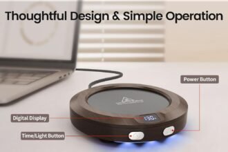 Mug warmer coffee warmer for desk coffee cup warmer with 3 temp settings and ambient light 2 12h timer 30w 3