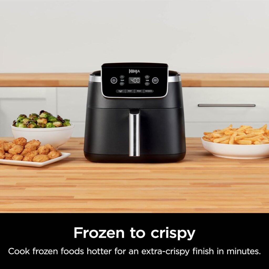 Ninja Air Fryer Pro 4-in-1 with 5 QT Capacity, Air Fry, Roast, Reheat, Dehydrate, Air Crisp Technology with 400F for hot, 120 Volts, Nonstick Basket  Crisper Plate, Grey, AF141