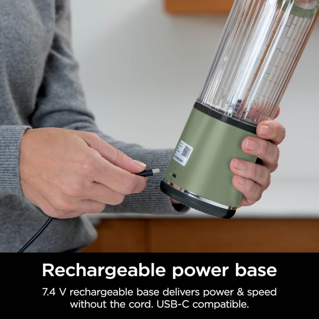 Ninja BC151EM Blast Portable Blender, Cordless, 18oz. Vessel, Personal Blender-for Shakes  Smoothies, BPA Free, Leakproof-Lid  Sip Spout, USB-C Rechargeable, Dishwasher Safe Parts, Forest Green