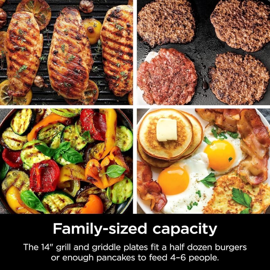 Ninja griddle and indoor grill 14 electric grill for steak burgers salmon veggies and more pancake griddle nonstick dish 1