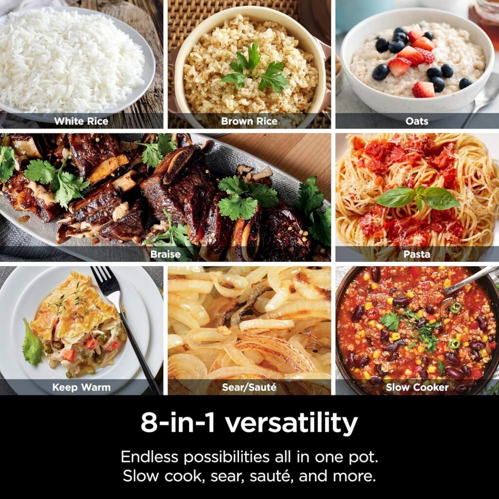 Ninja MC1001 Foodi PossibleCooker PRO 8.5 Quart Multi-Cooker, with 8-in-1 Slow Cooker, Dutch Oven, Steamer, Glass Lid Integrated Spoon, Nonstick, Oven Safe Pot to 500°F, Sea Salt Gray