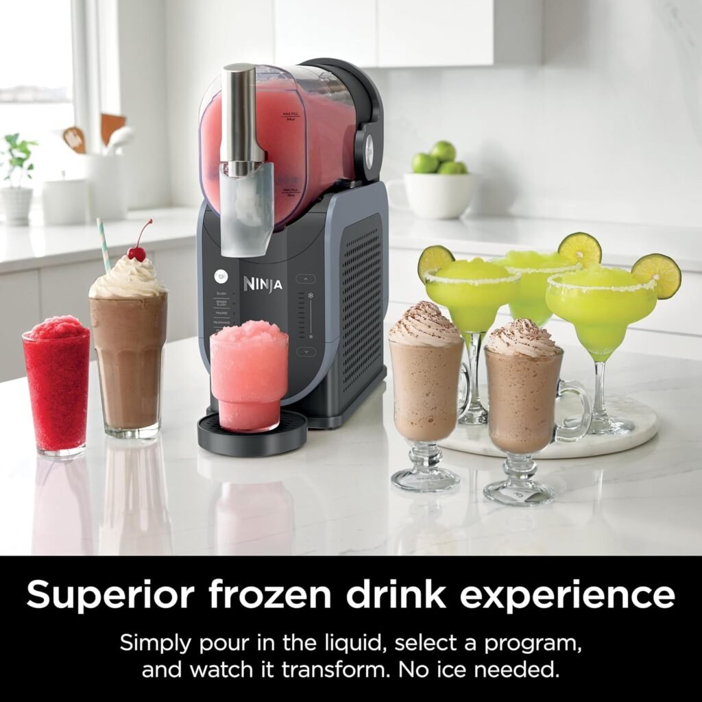 Ninja SLUSHi with RapidChill Technology, 88 oz. Frozen Drink  Slushie Machine, 5 Preset Programs, Margaritas, Frappés, and More, Premium Accents, Black, FS301