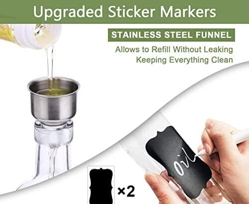 Olive oil dispenser bottle 2 pcs glass olive oil dispenser and vinegar dispenser set with 2 stainless steel pourers 4 la 2