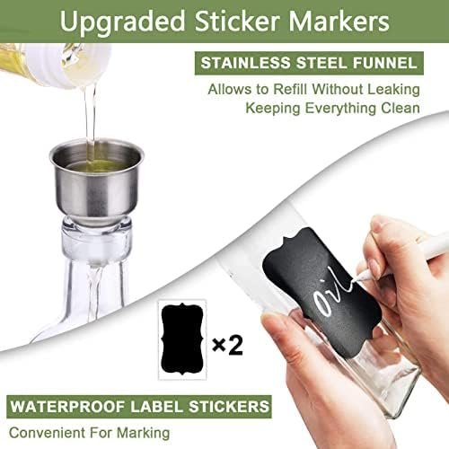 Olive oil dispenser bottle 2 pcs glass olive oil dispenser and vinegar dispenser set with 2 stainless steel pourers 4 la 2