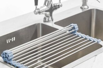 Over the sink dish drying rack roll up dish drying rack kitchen dish rack stainless steel sink drying rack foldable dish 1
