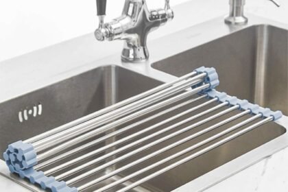 Over the sink dish drying rack roll up dish drying rack kitchen dish rack stainless steel sink drying rack foldable dish 1