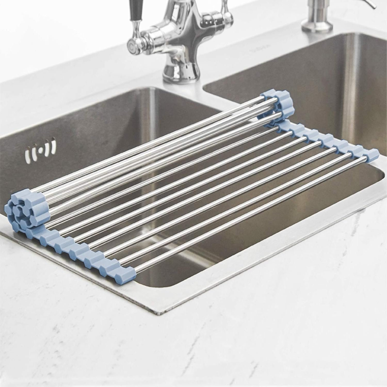 Over the sink dish drying rack roll up dish drying rack kitchen dish rack stainless steel sink drying rack foldable dish 1